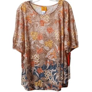 Ruby Rd. Multicolor Floral Blouse Size 3X NWT